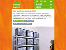 Tablet Screenshot of museumspass.com